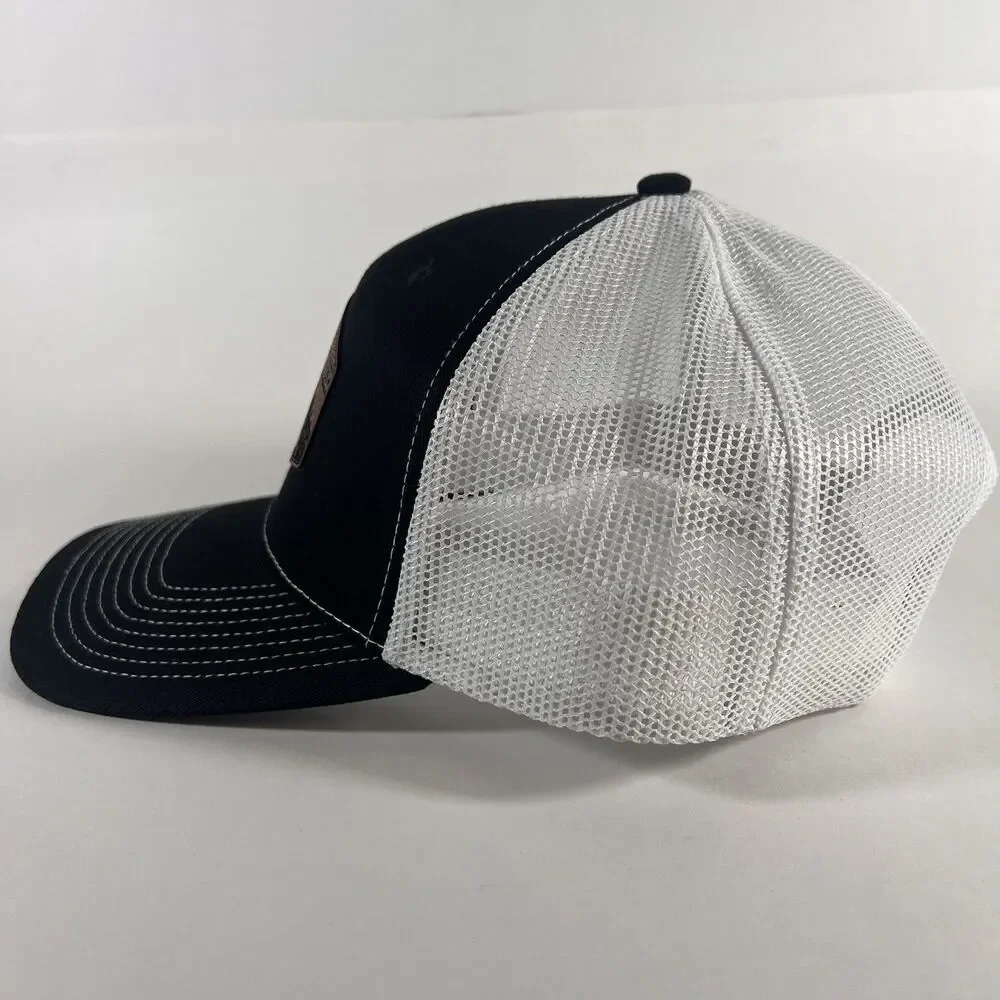 America 250 Liberty Bell Leather Patch Outdoor Cap OC771 Trucker Hat Black/White